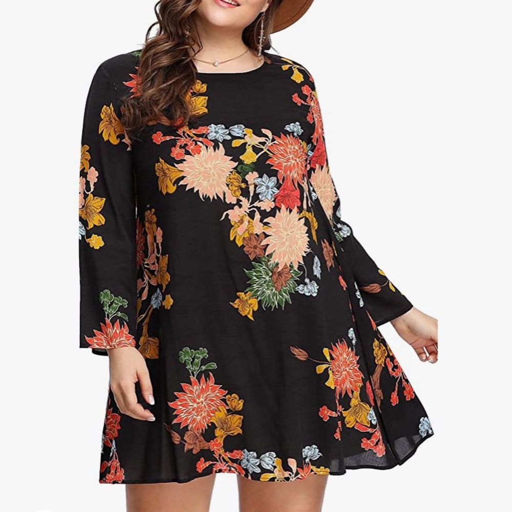 Plus size floral swing dress